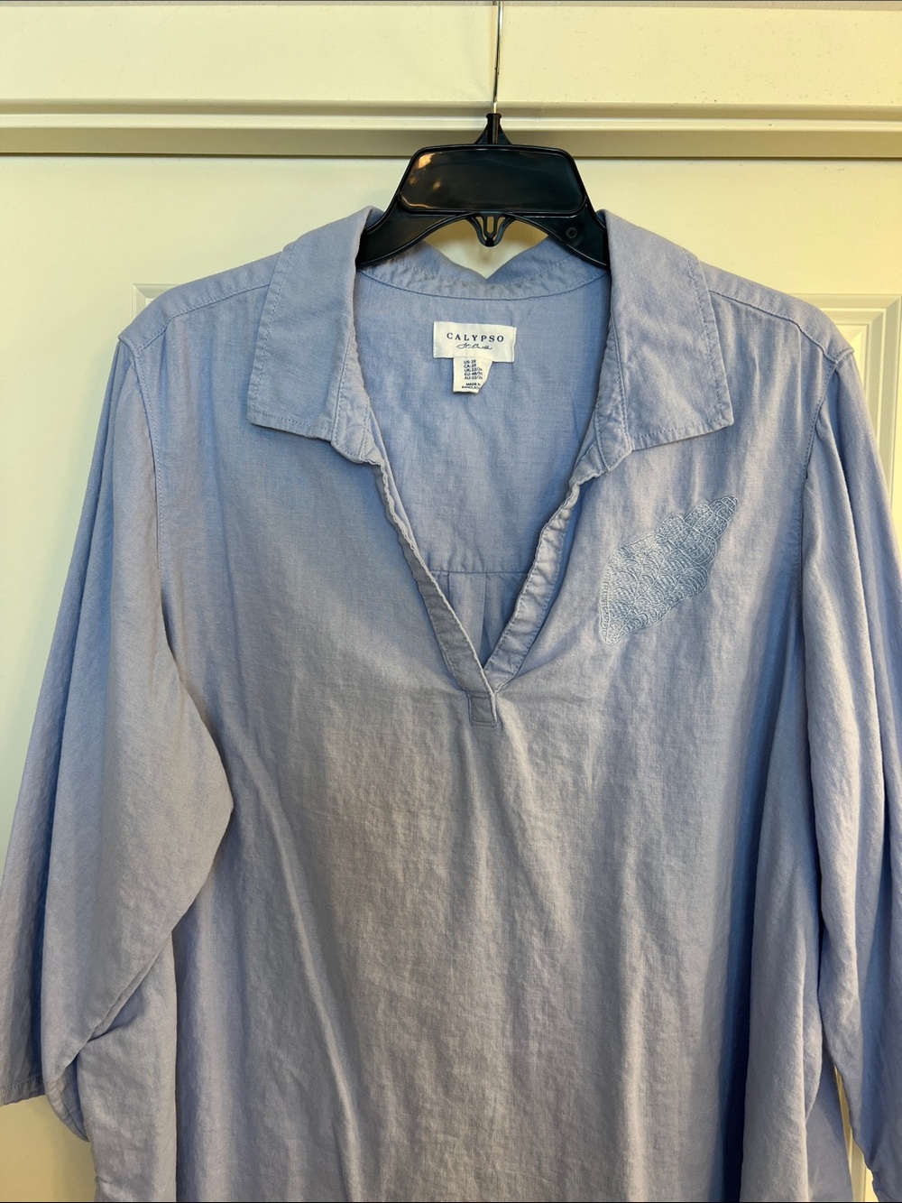 Calypso St. Barth Light Blue V-Neck Collared Tunic